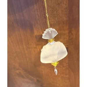 Frosted Angel Christmas Ornament Gold Rhinestone Acrylic Hanging‎ Decor